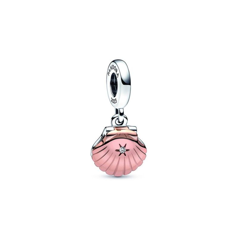Pandora Moments 14K Rose Gold Plated & Silver Pearl Cz Club 2023 Dangle Charm